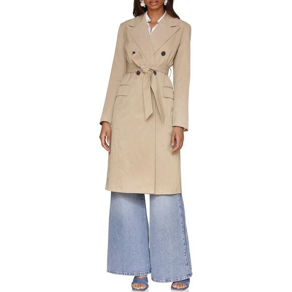 Avec Les Filles Womens  Double-Breasted Duster Coat, Beige - Picture 1 of 4